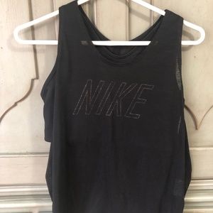 Women's Nike Black Sheer Athletic Top With Nike Bra Inside (Size Medium) UNIQUE